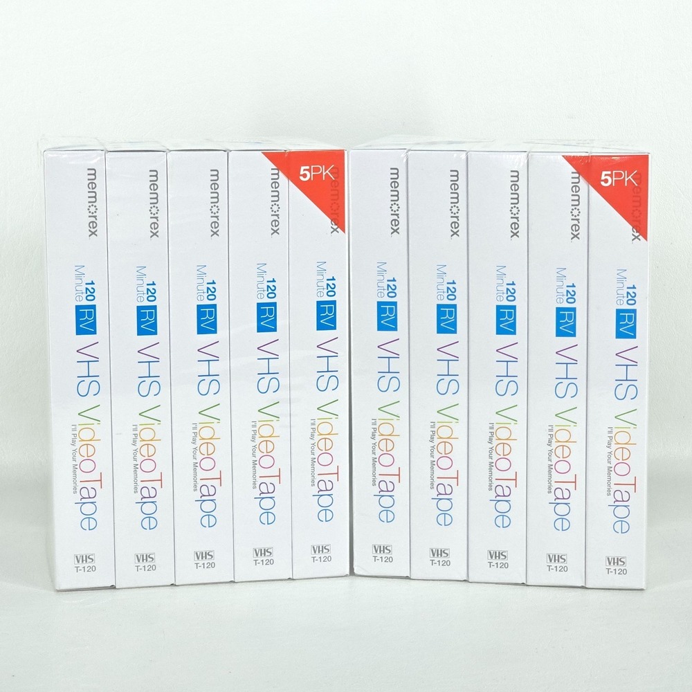 10 New Memorex T-120 VHS Video Tapes Blank 6 Hour VCR Sealed 120 Minute 2 5Packs
